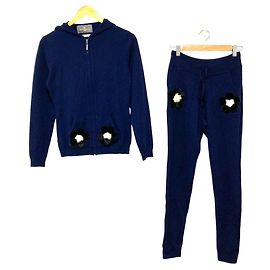 Autre Marque Ensemble LILLY E VIOLETTA Flower Mink Cashmere Bleu Bleu Marine