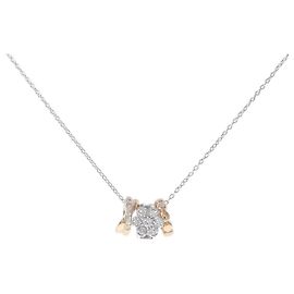 Autre Marque Colar de flores em ouro branco e ouro rosa Au750 com diamantes Dourado