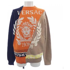Versace Strick aus Kaschmirgemisch Schwarz Beige Orange