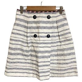 Autre Marque Paule Ka Striped Cotton A-line Skirt White Other