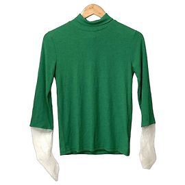 Autre Marque Top de malha de manga comprida em materiais mistos Happy John Branco Verde