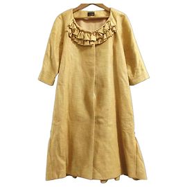 Fendi Short Sleeve Collarless Coat Beige Other