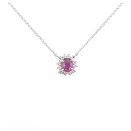 Autre Marque Collier en platine, rubis et diamants Rouge