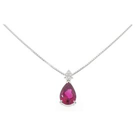 Autre Marque Pt900 Pt850 Tourmaline Diamond Necklace Purple