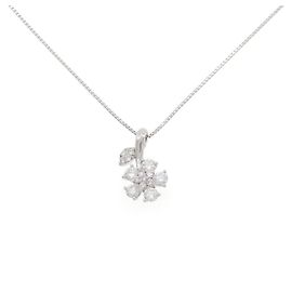 Autre Marque Collar Pt900 Pt850 Diamante Rosa Flor Plata