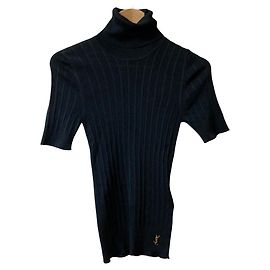 Yves Saint Laurent Maglia in seta a maniche corte Saint Laurent Paris Nero