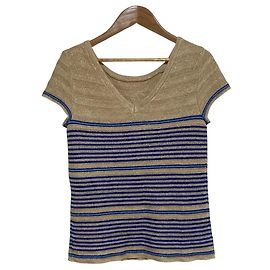 Maille Lame à Rayures Chanel Coco Mark Bleu Beige