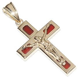 Autre Marque Pendente Croce in Cornalina Au750 D'oro