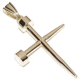 Autre Marque Pingente Cross Nail Au750 Dourado