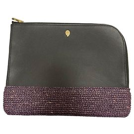 Autre Marque Clutch in pelle e rafia HELEN KAMINSKI Nero D'oro Porpora