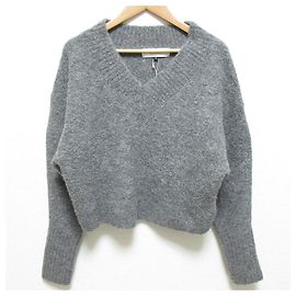 Autre Marque LE CIEL BLEU Tricô de Lã de Alpaca com Decote em V Marrom