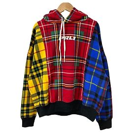 Sweat à capuche Polo Ralph Lauren en coton à carreaux patchwork Rouge Bleu Jaune