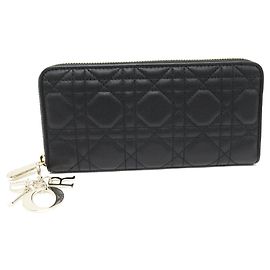 Dior Lady Dior Voyageur Lambskin Long Wallet Black