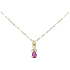 Autre Marque Collar Au750 Rubí y Diamantes Dorado