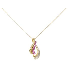 Autre Marque Au750 Ruby Diamond Necklace Golden