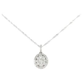 Autre Marque Collar de Flor en Oro Blanco Au750 y Diamantes Plata