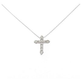 Autre Marque Collier Croix Diamant PT900 PT850 Argenté