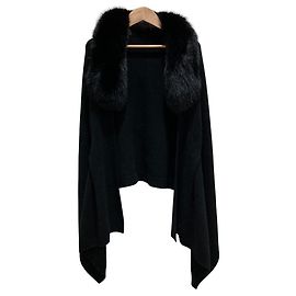 Autre Marque FOXEY Kaschmir-Fuchspelz-Cape Schwarz