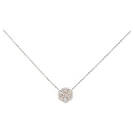 Autre Marque Au750 Flower Diamond Necklace Pink