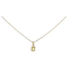 Autre Marque Au750 Peridot Diamantenhalskette Golden