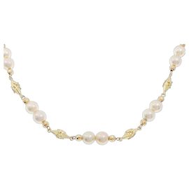 Autre Marque Collier en perles Akoya Au750 Doré