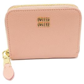 Miu Miu 5MM268 Monedero de piel granulada Rosa Otro