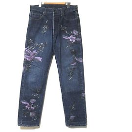 Gucci Flower Embroidery Denim Pants Blue Other