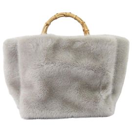 Autre Marque green label relaxing Bolsa Tote de Pele Sintética com Alças de Bambu 2way Marrom