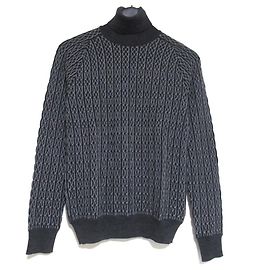Yves Saint Laurent Patterned Knit Turtleneck Sweater Brown