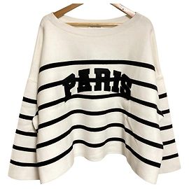 Autre Marque Robe d'intérieur Pullover en maille avec logo bordure Noir Blanc