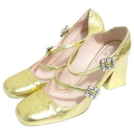 Escarpins Roger Vivier Trevivier à talons épais et cristaux Doré