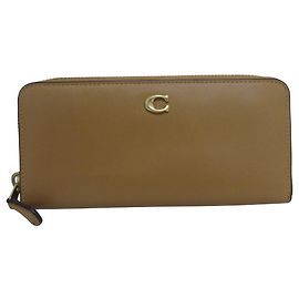 Carteira Longa de Couro COACH Accordion Zip Wallet Marrom