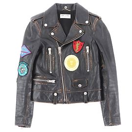 Yves Saint Laurent Giacca in pelle di vacchetta Saint Laurent Paris Nero