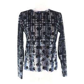Autre Marque Blouse en tulle polyester à pois pied-de-poule Y's Noir Bleu Bleu Marine