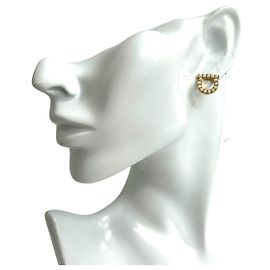 Brincos Salvatore Ferragamo Gancini Pérola e Cristal Dourado