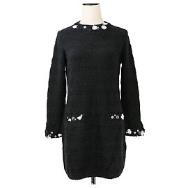 Vestido de cashmere Chanel Coco Mark Preto