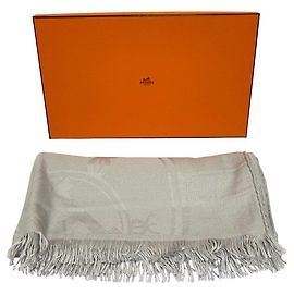 Estola Hermès New Libris em cashmere e seda Marrom