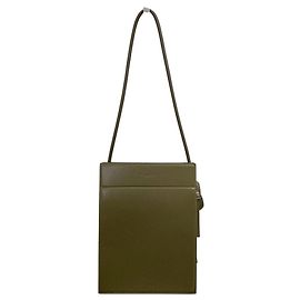 Borsa a tracolla Theory boxcalf flat ns Verde Cachi