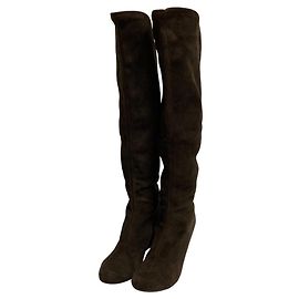 Autre Marque FOXEY Stretch Suede Over-the-Knee Boots Brown