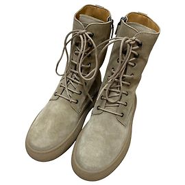 Tod's Tod’s Gommini Leather Lace Up Boots Beige
