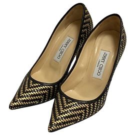 Escarpins en cuir Intrecciato Jimmy Choo Noir Doré