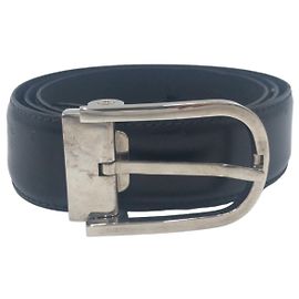 Alfred Dunhill Dunhill Leather Metal Belt Black Silvery