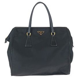Bolsa de ombro 2 vias em nylon Prada Tessuto com placa de logotipo triangular Preto