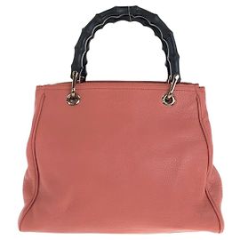Borsa Tote in pelle Gucci Bamboo Rosa