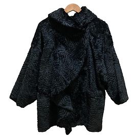 Armani Collezioni Rabbit Fur Drape Jacket Black