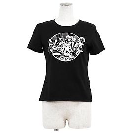 T-shirt de algodão Hermès Micro Cartouche FAUBOURG RAINBOW36 Preto Branco