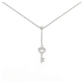 Autre Marque Pt850 Diamond Key Necklace Silvery