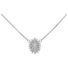 Autre Marque PT850 Diamond Necklace Silvery