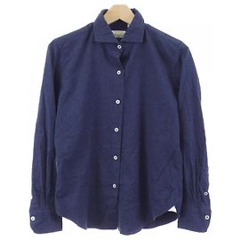 Autre Marque Giannetto Cashmere Blend Shirt Blue Navy blue