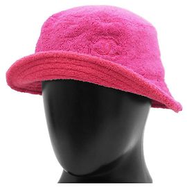 Chanel COCO Mark Embroidery Cotton Bucket Hat Pink